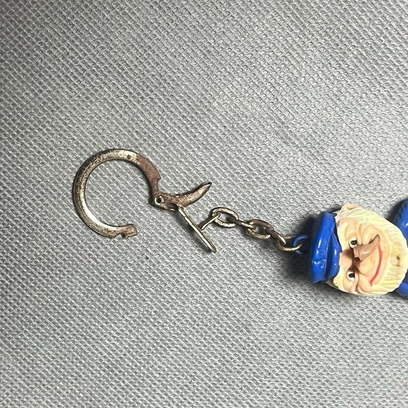 Vntg Keyring US Sailor Salty Dog Sailor w/Pipe US Navy Old Time Sailor-Keychain - Picture 10 of 10